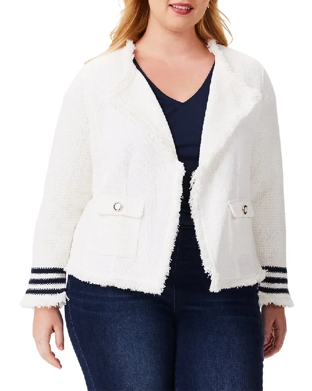 Bargain Prices NIC+ZOE Plus Subtle Stripe Fringe Mix Knit Jacket