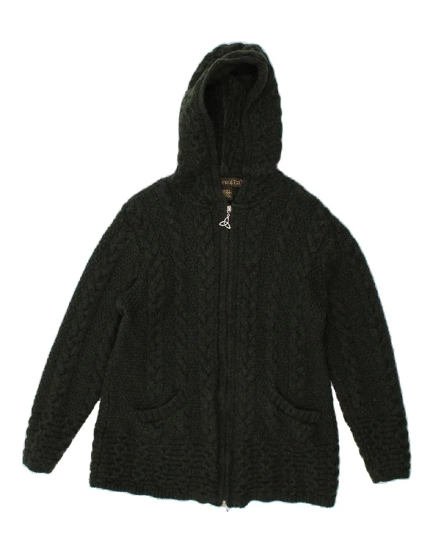 Limited Quantity INIS CRAFTS Womens Hooded Cardigan Sweater UK 14 Medium Khaki Merino Wool Limited Quantity INIS CRAFTS Womens Hooded Cardigan Sweater UK 14 Medium Khaki Merino Wool