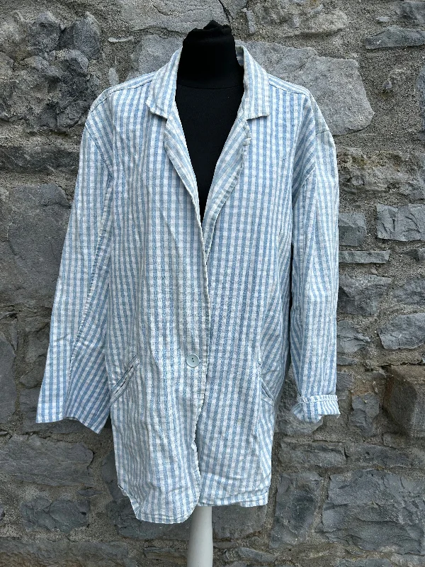 One-DAY Sale 80s blue gingham jacket uk 14-16