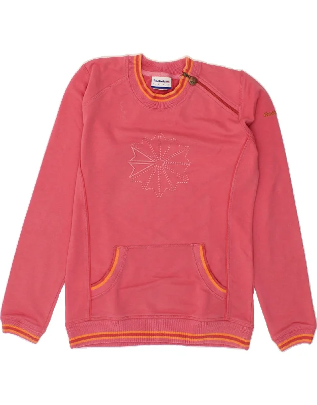Limited Time Offer REEBOK Womens Graphic Sweatshirt Jumper UK 12 Medium  Pink Cotton