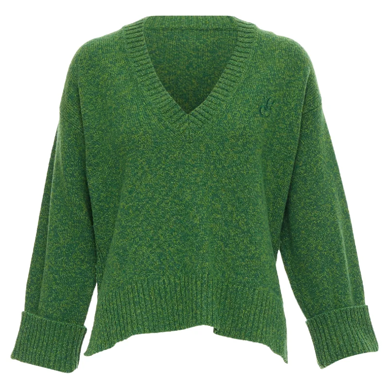 Clearance Items Ganni Recycled Wool Blend Vneck Cropped Sweater Top