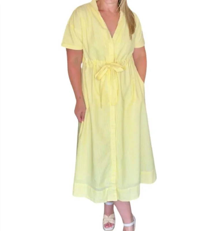 Shop and Save Bria Midi Dress In Yellow Seersucker