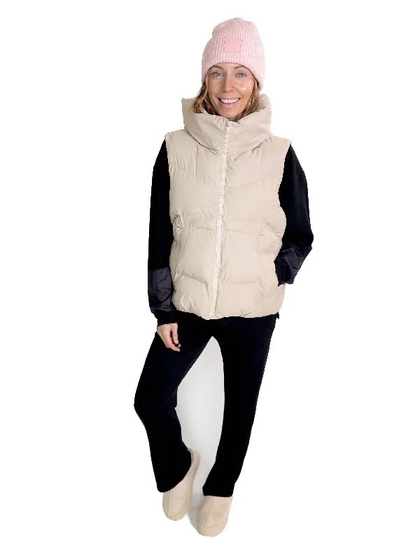 Super Sale Vivi Hooded Puffer Vest- COOL BEIGE