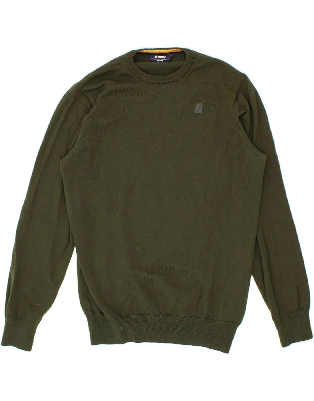 Price Reduction K-WAY Womens Crew Neck Jumper Sweater UK 18 XL Green Wool