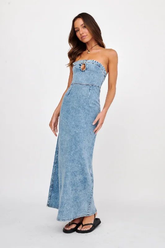Special Savings NOAH Strapless Buckle Maxi Dress Denim
