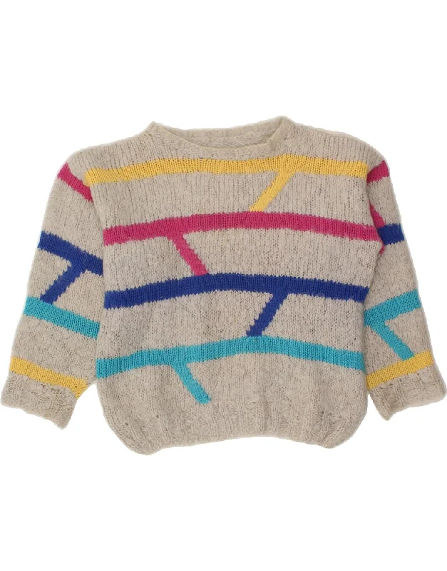 Deal Frenzy VINTAGE Womens Boat Neck Jumper Sweater UK 18 XL Grey Striped