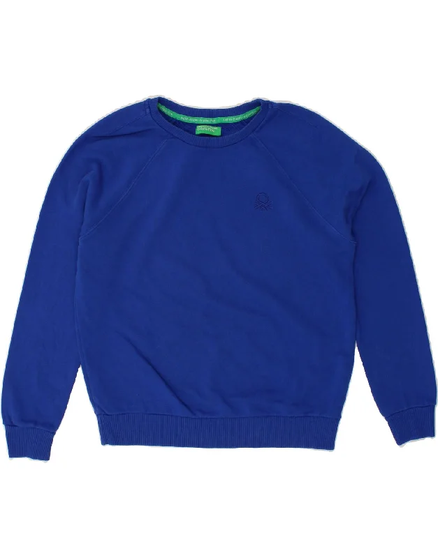 Savings Galore BENETTON Womens Sweatshirt Jumper UK 14 Medium Blue Cotton