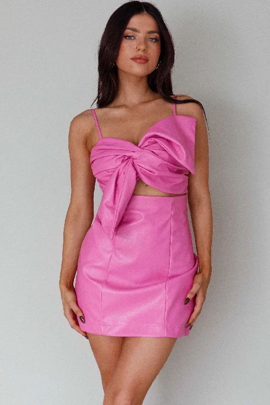 Act Now Dominika Faux Leather Mini Dress Pink