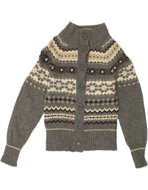 Year-End Clearance BENETTON Womens Crop Cardigan Sweater UK 12 Medium Grey Fair Isle Wool Year-End Clearance BENETTON Womens Crop Cardigan Sweater UK 12 Medium Grey Fair Isle Wool