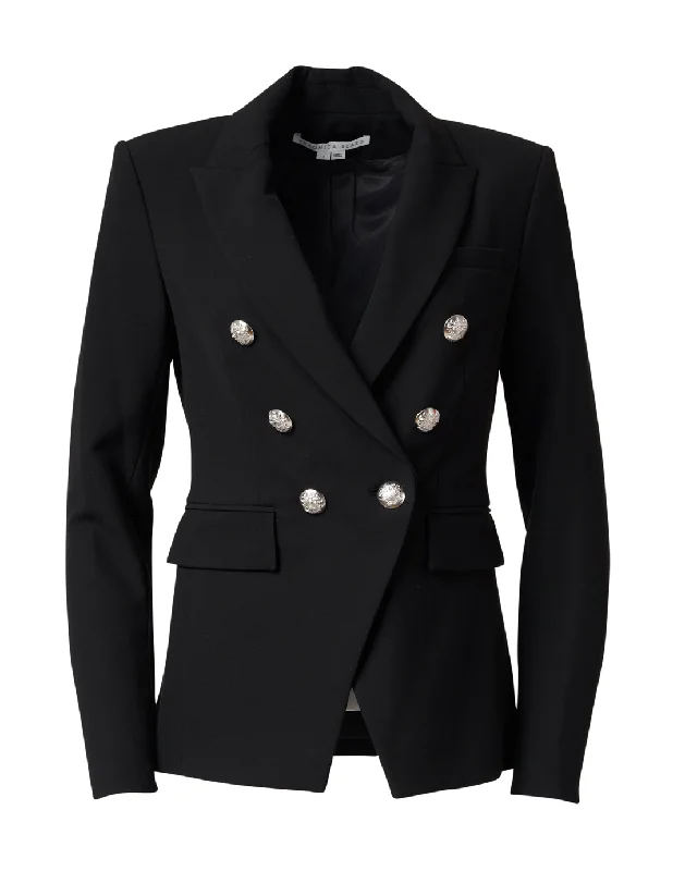 Grand Opening Sale Veronica Beard Women's Millery Dickey Black Wool Lined Double Breasted Blazer