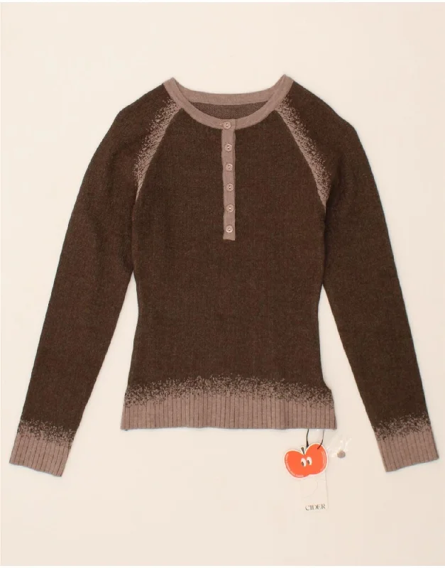 Super Deal CIDER Womens Boat Neck Jumper Sweater UK 8 Small Brown Colourblock Viscose Super Deal CIDER Womens Boat Neck Jumper Sweater UK 8 Small Brown Colourblock Viscose