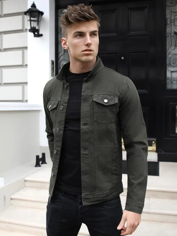 Weekend Deal Alberta Denim Jacket - Khaki Green