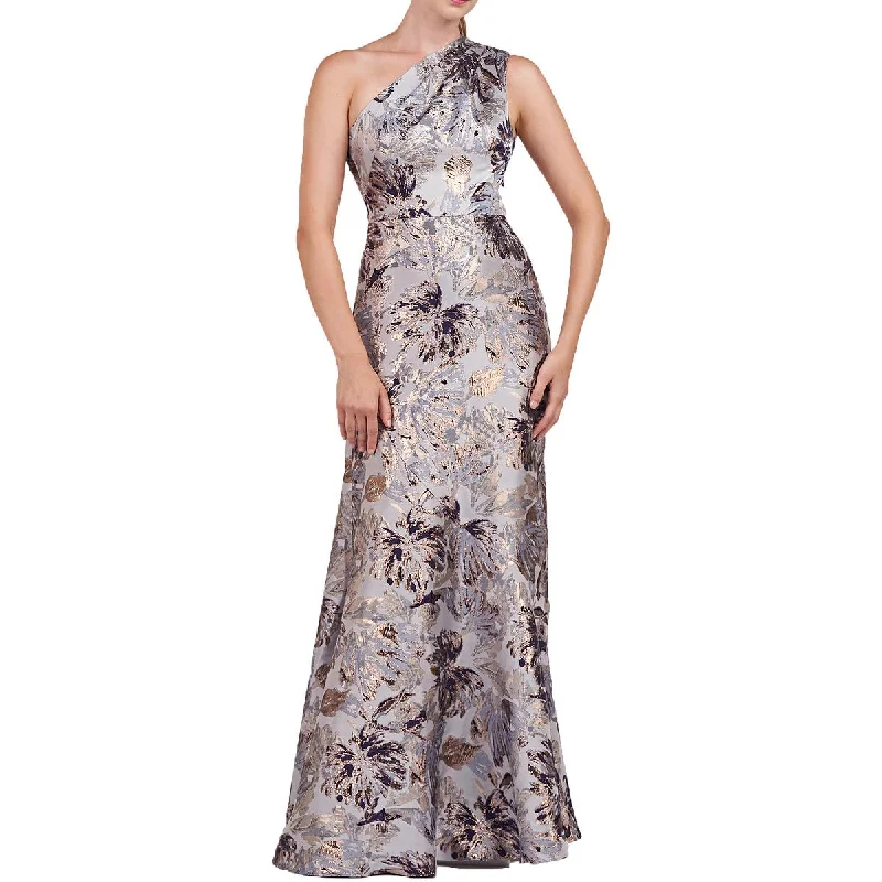 Can't Be Beat Womens Metallic One Shoulder Evening Dress