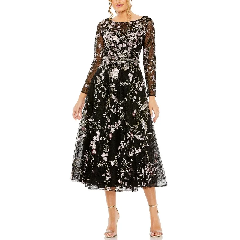 Deal Alert Plus Womens Lace Embellished Evening Dress