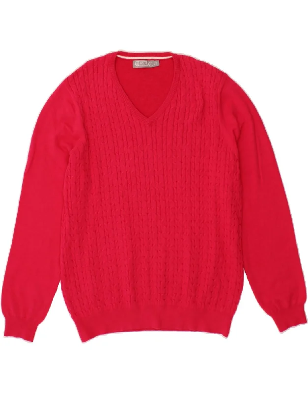 Act Now CASTLE OF IRELAND Womens V-Neck Jumper Sweater UK 18 XL Pink Cotton