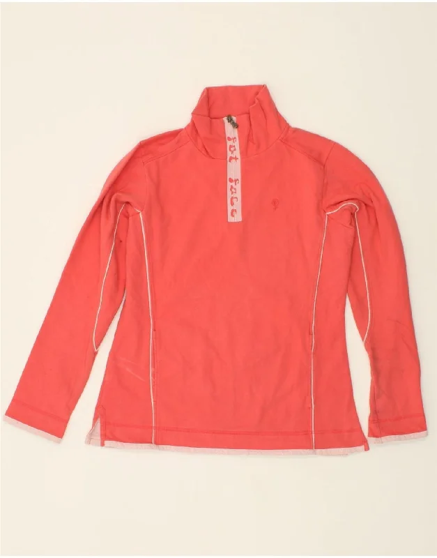 The Best Prices FAT FACE Womens Zip Neck Sweatshirt Jumper UK 12 Medium  Pink Cotton