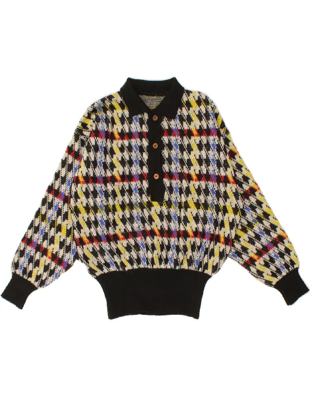 Price Meltdown VINTAGE Womens Batwing Polo Neck Jumper Sweater UK 14 Medium Multicoloured