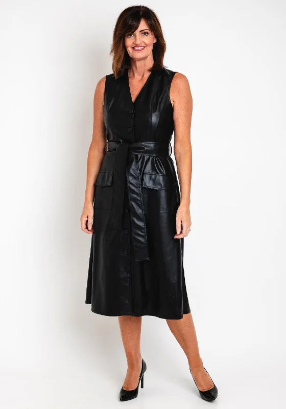 Sale Event Camelot PU Waistcoat Midi Dress, Black