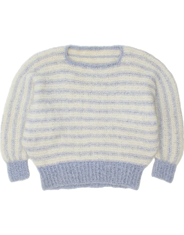 Bargain Bin VINTAGE Womens Oversized Boat Neck Jumper Sweater UK 16 Large Blue Striped Bargain Bin VINTAGE Womens Oversized Boat Neck Jumper Sweater UK 16 Large Blue Striped