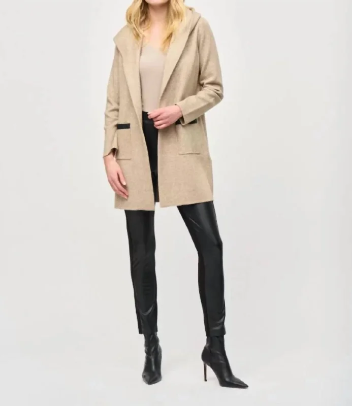 Midnight Madness Shawl Collar Coat In Oatmeal