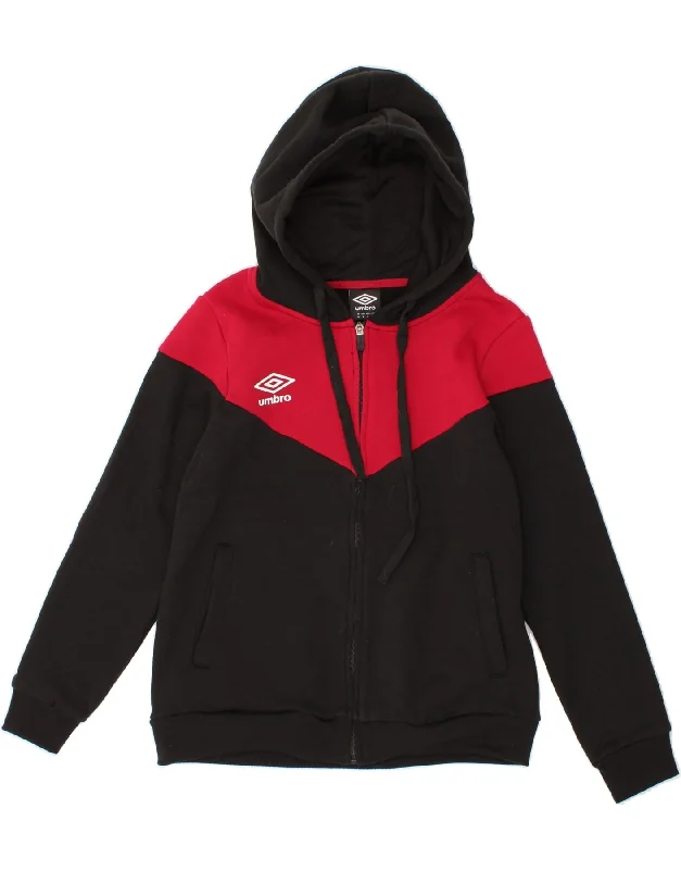 Lowest Price UMBRO Womens Zip Hoodie Sweater UK 14 Medium Black Colourblock Cotton