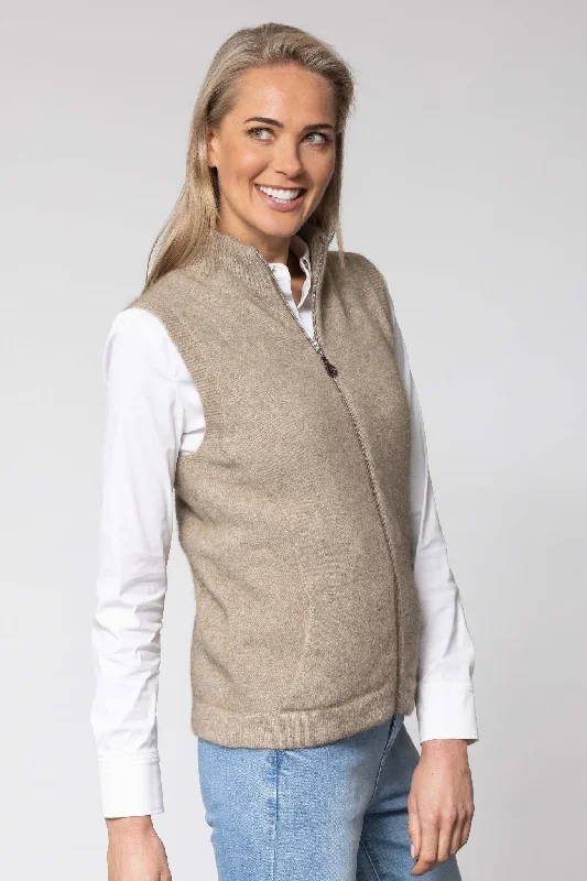 Price Rollback Noble Wilde - Gilet Vest in Merino Wool and Possum Fur, Oyster
