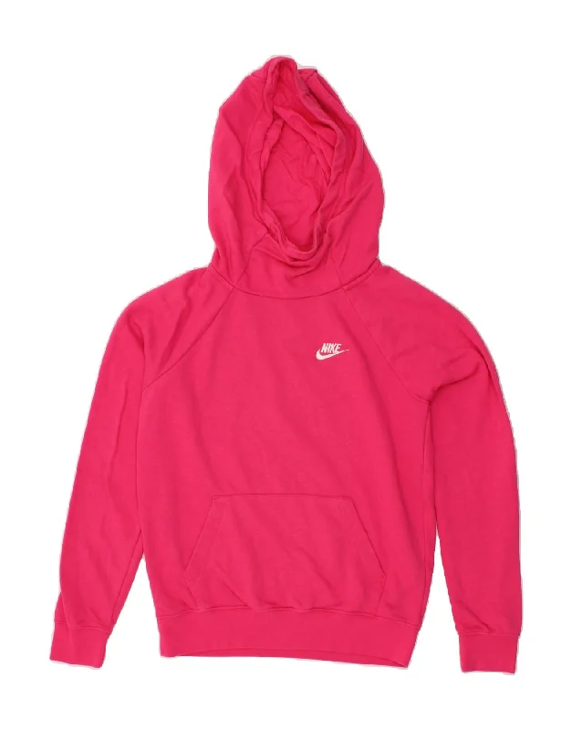Exclusive Access NIKE Womens Hoodie Jumper UK 6 XS Pink Cotton