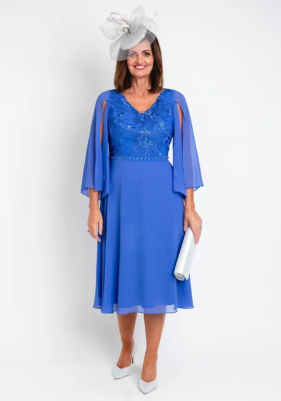 Can't Miss Lizabella Applique Chiffon Midi Dress, Azure