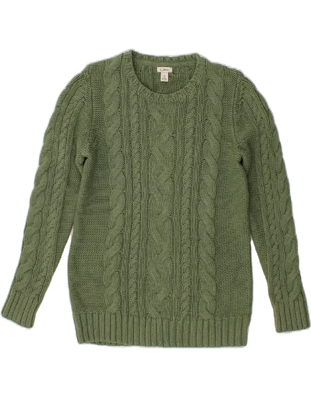Take Advantage L.L.BEAN Womens Crew Neck Jumper Sweater UK 12 Medium Green Cotton