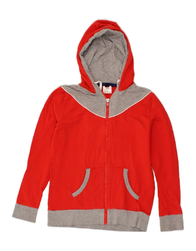 Hurry In ARENA Womens Zip Hoodie Sweater UK 12 Medium Red Colourblock Cotton